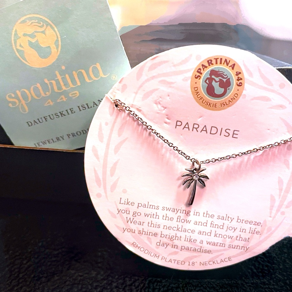 Palm Tree Necklace ♡ Spartina ♡ Silver ♡ Necklace ♡ 16" ♡ Paradise/Palm Tree
